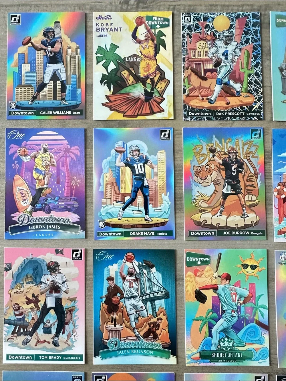 Downtown Lot of (25) Brady, Ohtani, Messi, , Kobe, Jordan, etc.. Novelty Cards